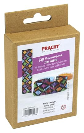 Pracht Creatives Hobby 5884-00201 - DIY Bastelset zum Gestalten eines Perlenarmbands, mit schwarzen und bunten Miyuki-Perlen, Gesamtgröße ca. 17 x 2,6 cm