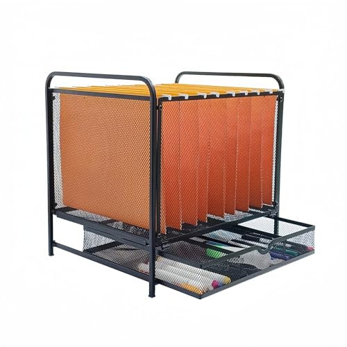 SETTFRFE Hanging File Folder Organizer with Drawer,File Holder for Desk,Mesh File Bins for Hanging Files,Letter Size,Black
