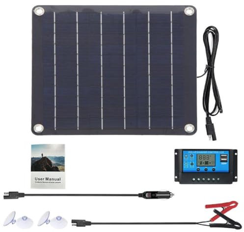 TSBB Kit d'entretien Panneau Solaire Étanche Portable 12 V Amélioré pour Chargeur Batterie Voiture Solaire 10 W Amélioré Chargeurs Batterie Voiture Solaire 12 V Battery Trickle
