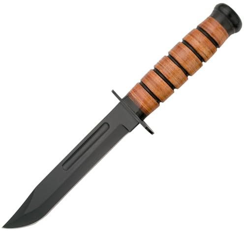 Bushcraft Messer Schwarz/Braun Lederscheide Gürtel Messer Survival Messer scharfes Jagdmesser Überlebensmesser Outdoor Messer mit Scheide für Wandern Camping Garten