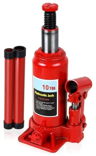 LONENESS Heavy Duty Hydraulic Bottle Jack - 10T Vertical Cylinder for Car, Trailer, Truck