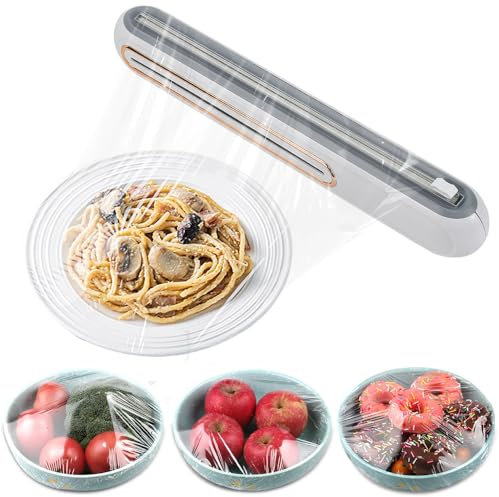LPAMABA Frischhaltefolienspender, Folienspender Magnetisch, Frischhaltefolien-Schneider, Praktischer Abroller, Kunststoff-folienspender mit Schneider für 30cm Rollenbreite Aluminiumfolie, Weiß