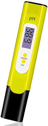 Digital Ph Meter, High-Precision PH Tester for Water, Portable Water Quality Tester with 0-14PH Measurement Range for Drinking Water, Aquariums, Hydroponics (Yellow)
