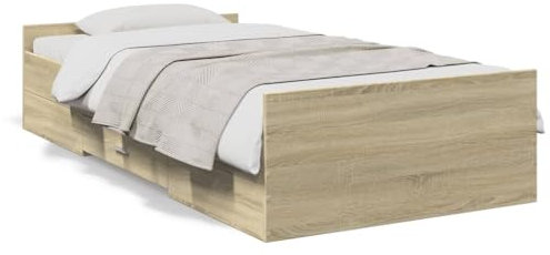 ShGaxin Bettgestell mit Schubladen Sonoma-Eiche 100x200cm Holzwerkstoff, Bett, Bettgestell, Jugendbett, Schlafzimmer Bett, Bed Frame -3280330