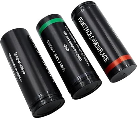 ANCLLO 3 Stück Gesichtsschminke-Sticks für Augen, Gesicht und Körper, für Sport, Baseball, Softball, Fußballspieler, Halloween, Spiel, Cosplay, Kostüm, Party, Make-up (Braun, Schwarz, Grün)