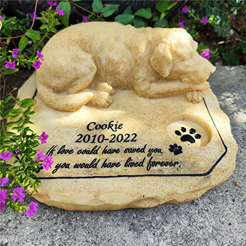 Hund Gedenksteine Garten Steine, personalisierte Hund Grab Marker Grabsteine mit einem schlafenden Hund Statue, Hund Sympathie Geschenke Memorial Geschenke Erinnerung Geschenke Verlust Geschenke für i