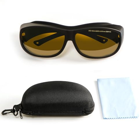 FONLAND Occhiali di Protezione Laser per Incisione Laser Marcatura OD5 + Occhiali di Pprotezione per Gli Occhi Luce Infrarossa Vicina Blu Verde Occhiali Sicurezza Laser a Fibra di Luce UV.