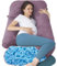 TaiBest Cuscino gravidanza in memory foam triturato per dormire, cuscino maternità per donne incinte, supporto addominale, corpo intero a forma di U (memory foam, viola)