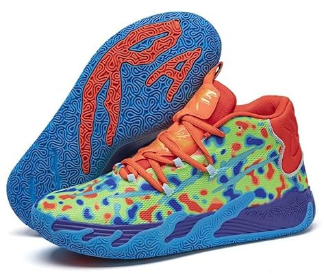 LJFIWY Herren High-Top-Basketballschuhe, Gummisohle, rutschfeste Sportschuhe, Outdoor-Training, Basketballstiefel, Geschenk (Orange, Größe 40)