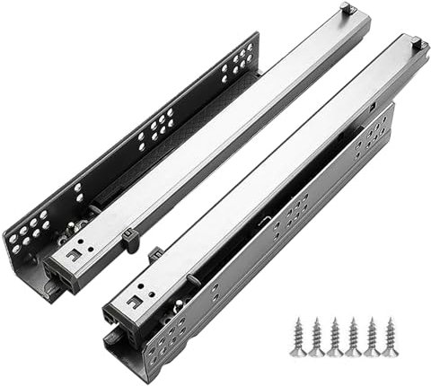 Strapazierfähige Schubladenschienen mit Absenkautomatik, mit Puffer für Schrank, Kommode, 25 cm