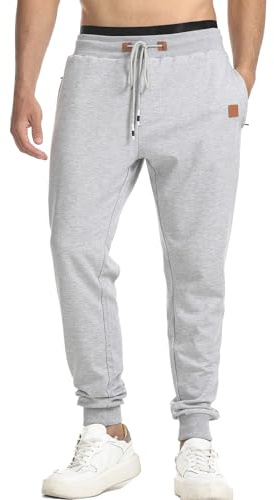 Suwangi Pantalon de Survetement pour Homme Jogging Training Pantalons de Course à Pied et D'entraînement Tapered Cuff avec Poches Zippées