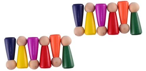 KICHOUSE 2sätze Holzfiguren Handgemachte -puppen Bunten Farben Bastelset Für Mädchen Und Dekorativ Für Zuhause Und Puppenhäuser