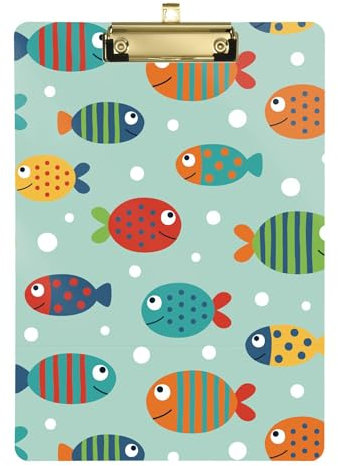 Porte-bloc Poisson Pois de mer Format A4 31,8 x 22,9 cm Planchette à pince de menu avec clip discret pour fournitures de bureau de médecin