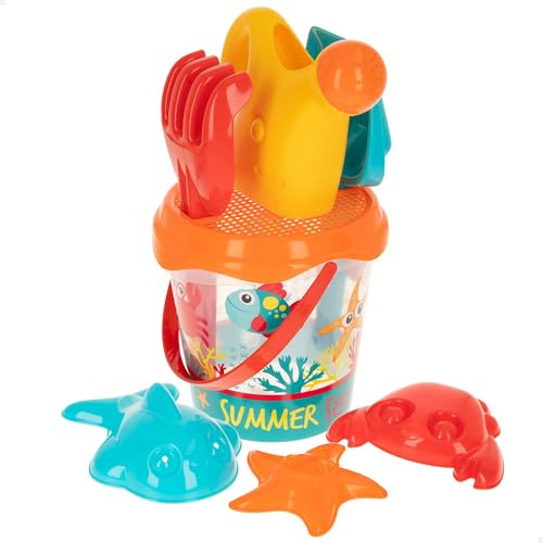 Set cubo playa 18 cm summer sea con bolsa red Color Beach 49267 COLOR BABY