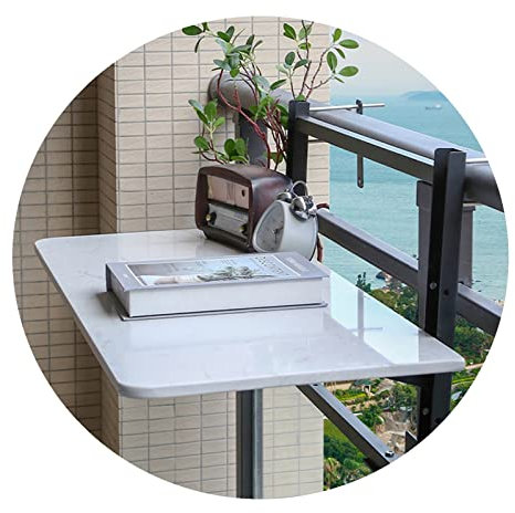 JXIPANUL Balkon-Stehtisch für Geländer, zusammenklappbarer Hängetisch für den Außenbereich, höhenverstellbarer/zusammenklappbarer, platzsparender Serviertisch mit Geländer, geeignet für TER