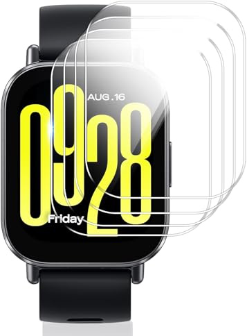 Vauki 4 Piezas Protector Pantalla para Xiaomi Redmi Watch 5 Active Cristal Templado, Dureza 9H Vidrio Proteccion, Sin Burbujas AntiarañAzos Sensible Al Tacto Ultra Delgado Antihuellas Screen Protetcor