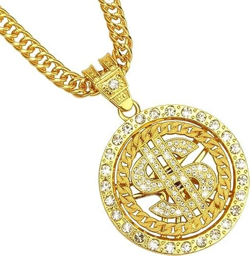 YUNHENTONG Hip Hop Schmuck,Rapper Accessoires,Dollar Kette,Kette Dollar Zeichen,80er 90er Jahre Herren Hip Hop Zubehör Halskette Pimp,Accessoire,Kostüm, Karneval,Mottoparty