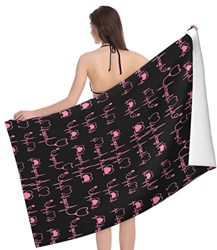 Saunatuch Krankenschwestern Herzschlag Fitnesshandtuch Tragbar Schwimmhandtücher Super Saugfähig Handtuch Für Picknick, Reisen, Yoga, 80X130Cm
