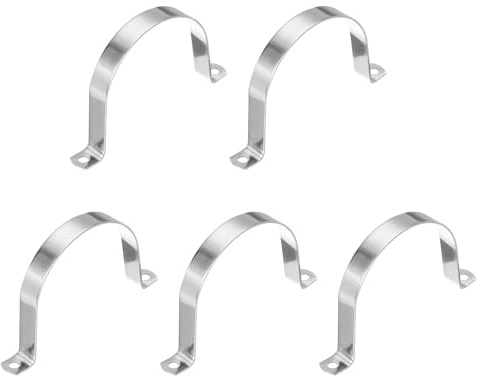 PATIKIL 102mm Rigid Pipe Strap, 5 Pcs 304 Stainless Steel Conduit Clamp 2 Hole Thicken U Bracket Pipe Clamp Tube Strap for Pipe Cable Wire Fixing, (4)