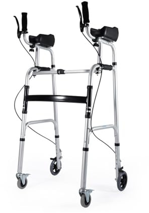 Gehhilfe für Senioren Senioren Aufrechter Walker Mit Handbremse&Armstütze,Gehgestell Mit Rollen,Gehbock,Gehhilfe Klapprollator Leicht Verstellbare Höhe Mobilitätshilfe