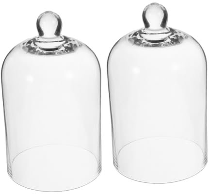 Cabilock 2pcs Glass Cloche Display Dome for Flowers Lipsticks Aromatherapy Transparent Protective Cover for Elegant Home Decoration Versatile Terrarium Glass Case