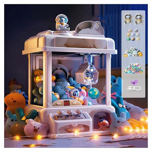 CUCUKAKA Candy Grabber ， Candy Grabber avec Musique et Lumières,2 Poupées Panda,25 Peluches,20 Gashapons ， Machine a Bonbon avec Pince pour Les Cadeaux d'anniversaire De Noël