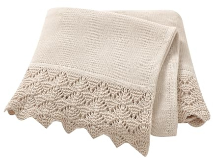 Hadetoto Babydecke für Neugeborene, Baumwolle, 100 x 80 cm (Baby Mika) | Weicher Strick, für Mädchen und Jungen, wichtige Geschenke, leicht, Kinderzimmer-Bettwäsche