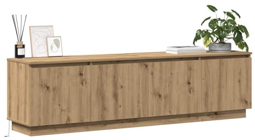 vidaXL TV-Schränk 180 x 38 x 49 cm Artisan-Eiche Holzwerkstoff | LED-Beleuchtung für eine gemütliche Atmosphäre, Modernes mattes Finish, passt zu jedem Einrichtungsstil,