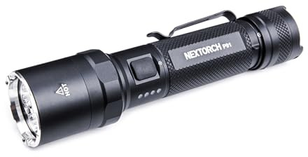 Nextorch P91 LED Rechargeable Torch, Powerful High Brightness 5000 Lumens Tactical Torch with 4 Mode & Strobe, IPX7 Waterproof Flashlight for Camping Hiking Travel Outdoor Emergency Home Use