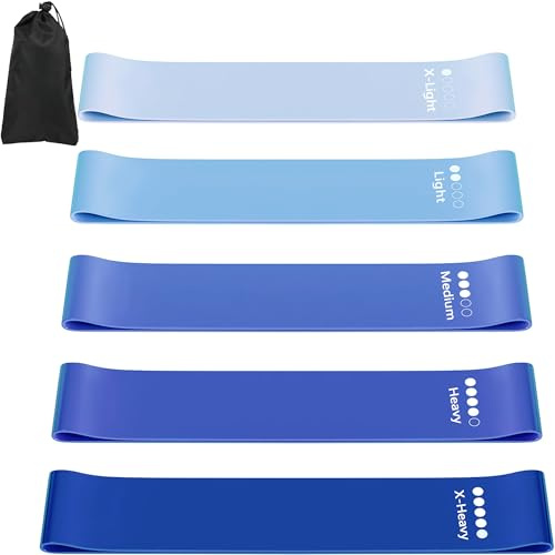 Elastique Musculation, Bande Elastique Musculation (Lot de 5), Elastique Sport avec Manuel D'instructions Et Sac Rangement, Resistance Band pour Fitness, Pilates, Yoga, étirements