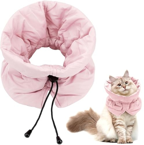 BUKYCAT Elisabethanskt Halsband, Kattskydd Efter Operationer, Justerbart Mjukt Halsband För Katter Och Kattungar, Förhindrar Sår, Rosa, Storlek M