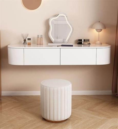 Moderno tavolino da trucco galleggiante con armadietto per camera da letto e bagno - Elegante design semplice e salvaspazio Vanity Console per bagno
