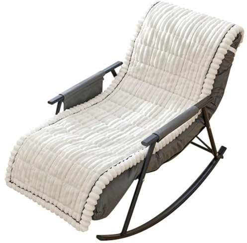Levoberg Funda de sillón reclinable de peluche antideslizante, gruesa funda de silla mecedora para interiores con banda elástica para salón, dormitorio, color blanco