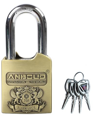 Alarm Padlock - Anti-Theft Heavy Duty Security Alarm Lock - 120db Sound - Weather Proof for Door Storehouse Truck with 4 Keys (10mm) Bronze