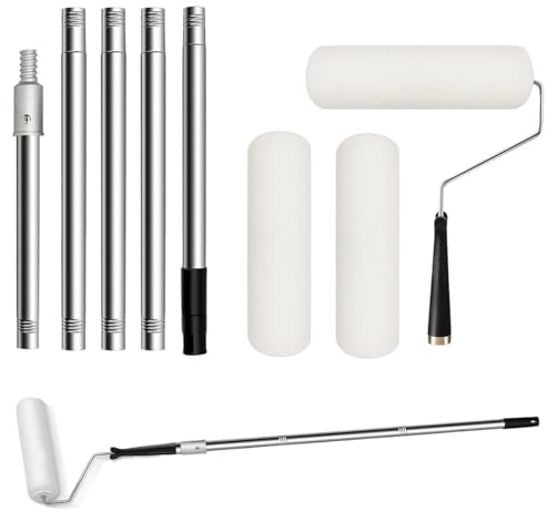Rodillos De Pintura, Kit De Rodillo Para Pintar Paredes Con Mango Extensible, Juego De Herramientas Extensible De 23 Centímetros Con Fundas De Recambio Para Pintura De Techo Mejora Del Hogar Muebles