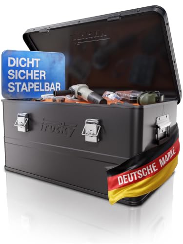 Trucky Aluminium Box mit Deckel 50L Schwarz Alukiste Kiste Abschliessbar
