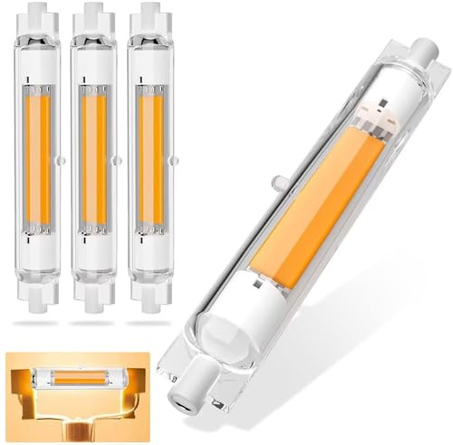 Dvnoua R7S LED 118mm Dimmbar Lampen, 30W R7S LED 118mm Ersatz für 300W J118mm Halogenstab, Stab Warmweiß 3000K 3000 Lumen, Kein Flackern, 360°Abstrahlwinkel, 4er Pack