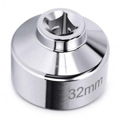 Elprico 32mm Oil Filter Socket, 3 8in Drive 6 Point Hex Cap Wrench Removal Tool with CR V Steel Construction, for Tight Engine Bays