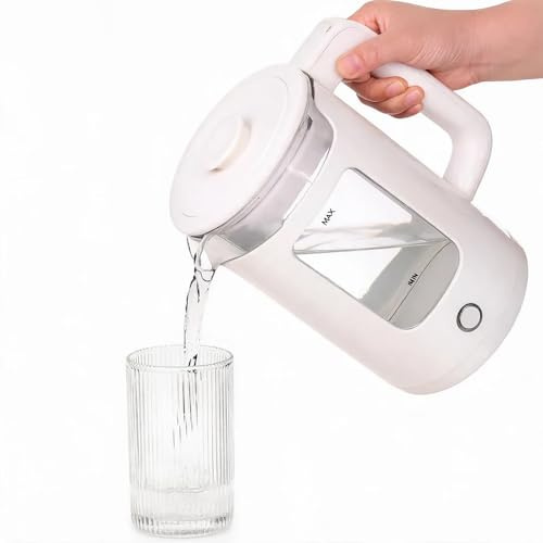2.0L Large Capacity Electric Kettle, 1500W Rapid Boiling, Borosilicate Glass and Stainless Steel, BPA-Free, with LED Light, Automatic Power-Off and Anti-Dry-Boil Function. (white)
