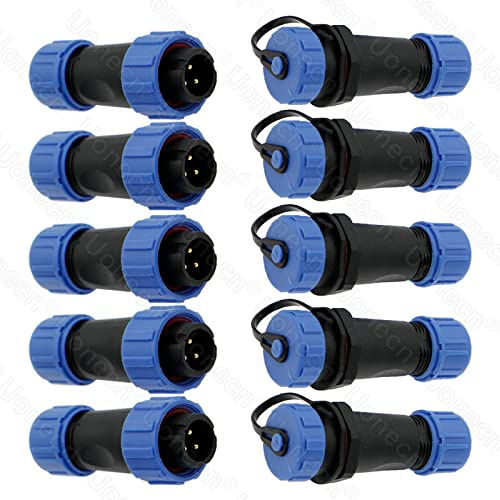 Uonecn Luftfahrtstecker,IP68 SP13 3 Pin Wasserdichter Aviation-Steckdose Kabel LED-Hochleistungs Steckverbinder Netzstecker Stecker Plug Buchse Socket 5 Sets