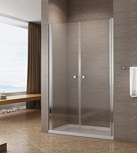 AQUABATOS® 90 cm Duschabtrennung Duschtür Nischentür Pendeltür Duschwand Glas Schwingtür mit Lotus Effekt Nano Beschichtung Höhe 195 cm klar