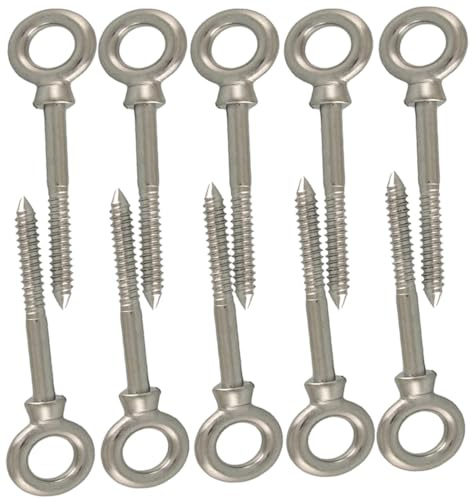 M6 Wood Eye Screw Threaded Bolt Made of Stainless Steel for Secure Wood Connection Direct Timber Mounting M6 x 60mm (Pack of 10)