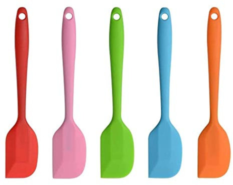 Voarge Set di 5 spatole in silicone con nucleo in metallo, ideali per cucinare e cuocere, utensili da cucina in silicone, resistenti al calore, antiaderenti