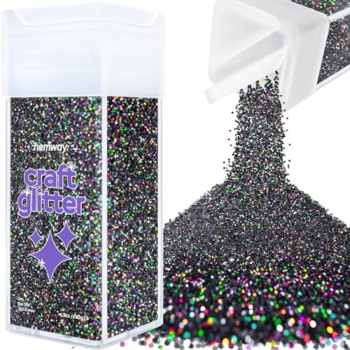Glitzer für Bastelstreuer schwarzes holografisches Kunstharz Trinkgläser Karten Weihnachtsschmuck Kerzen fein Nägel Gesicht Kosmetik 130g/4,6 oz