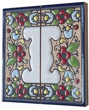 Keramik-Fliesen mit Kirschmotiv, 7,5 x 3,5 cm, 2 Stück