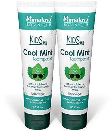 Hiamalaya Botanique Kids Toothpaste | Cool Mint Flavor | Reduces Plague Makes Teeth Stronger| Flouride Free, Vegan & Gluten Free- 80 g (Pack of 2)