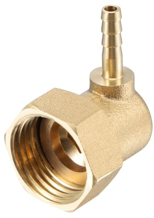 sourcing map Brass Hose Barb Fitting Elbow, 4mm Barbed x G1/2 Female Swivel Nut Pipe Connector for Water Fuel Air