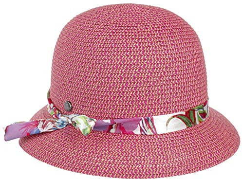 LIERYS Mayberry Strohhut Damen Made in Italy Handgefertigt 100% Stroh Papier Mit floraler Garnitur Femininer Hut Frühjahr Sommer pink One Size