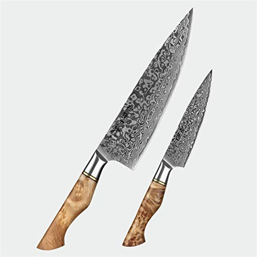 1-5pc. Set di coltelli Damasco in acciaio Chef Pane Utility Santoku Pronto Cake Cook Knife for carne Professionale Coltello da cucina Set da cucina coltello (Color : 2pc knife set)