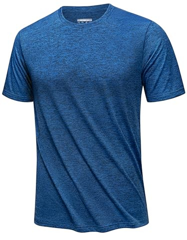 KEFITEVD Snabbtorkande sport-t-shirts för män kortärmade sporttoppar lättviktig andningsbar T-shirt för sommaren, mellanblå, M
